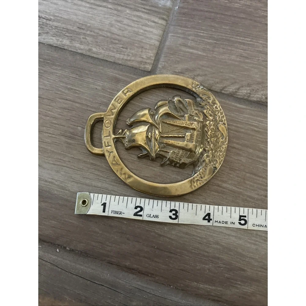Vintage Brass Horse Harness Medallion, Mayflower